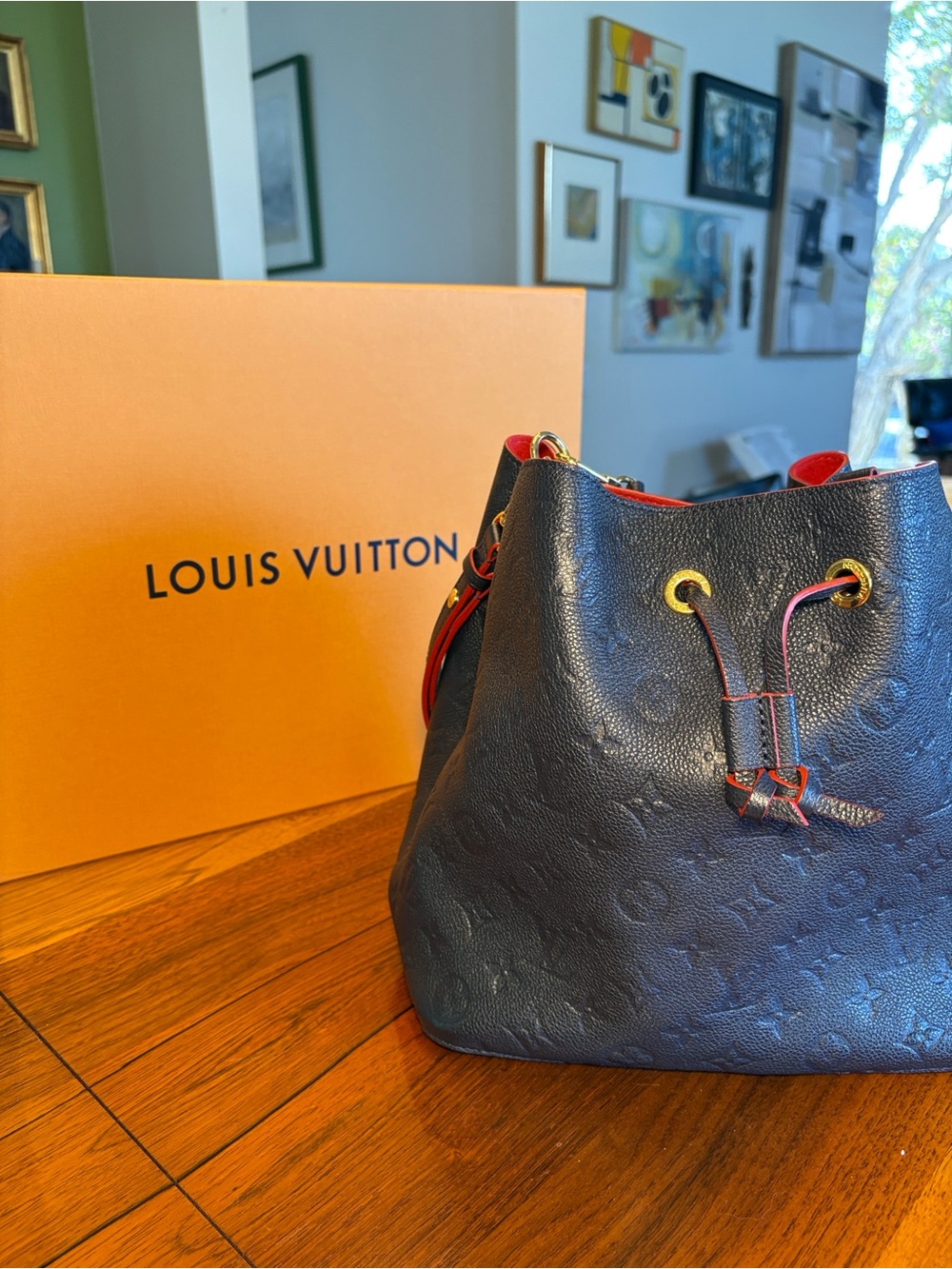 Louis Vuitton  Neo Noe Empreinte Drawstring Bucket Bag.